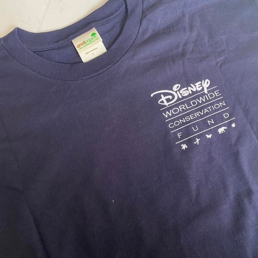Disney Worldwide Conservation Fund T-Shirt Adult Large Blue Organic Cotton